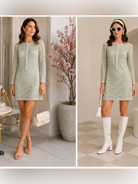 Victoria Beckham for Target Mint Green Lace Shift Dress Size M EUC